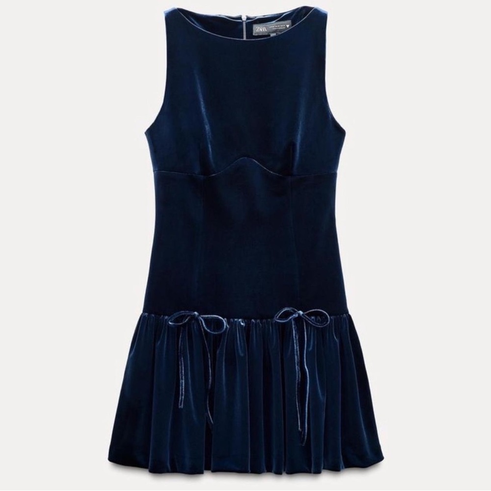 Zara Blue Velvet Bow Mini, Size M